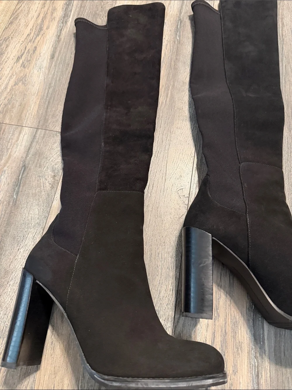 Stuart Weitzman Black Over-the-Knee Block Heel Boots